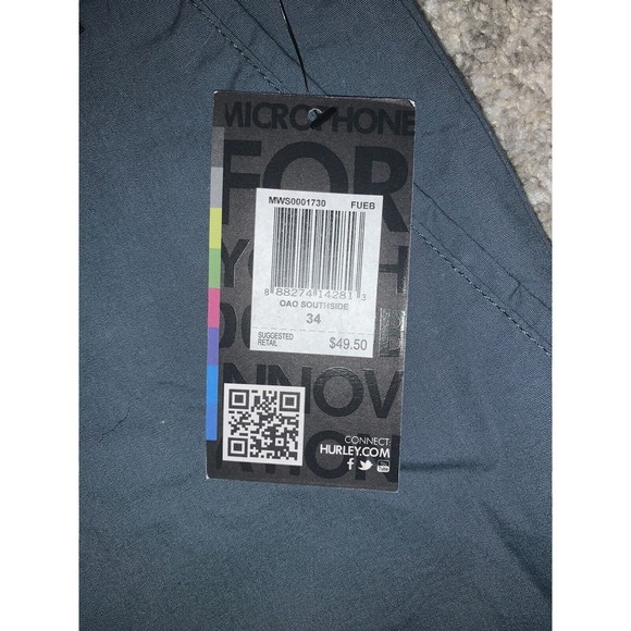 Men's Hurley OAO Southside Cotton 20" Length Shorts - Blue - Size 34 - NWT - Picture 2 of 6